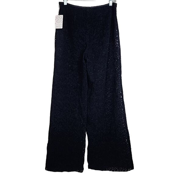 NWT Free People Black Velour Sheer Wide Leg Pants - Picture 4 of 7